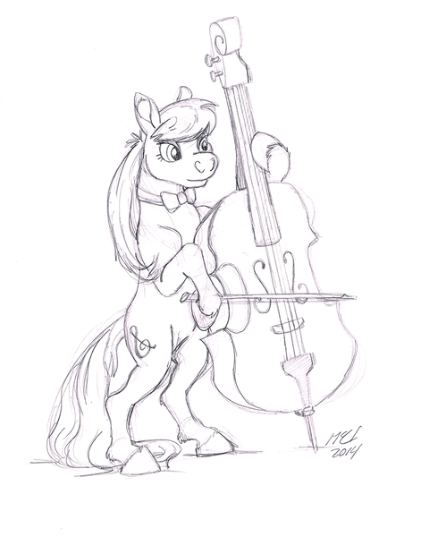 Size: 873x1111 | Tagged: artist:carnivorouscaribou, black and white, derpibooru import, grayscale, monochrome, octavia melody, safe, sketch, solo, traditional art