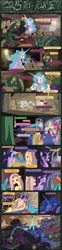 Size: 2490x10000 | Tagged: safe, artist:seventozen, derpibooru import, applejack, fluttershy, pinkie pie, princess celestia, princess luna, rainbow dash, rarity, spike, twilight sparkle, oc, oc:parthus, oc:quill (seventozen), dream walker luna, female, lesbian, one-sided love, shipping, twidash, uno