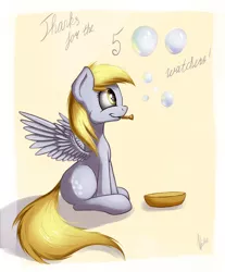 Size: 1244x1500 | Tagged: safe, artist:hieronymuswhite, derpibooru import, derpy hooves, pegasus, pony, female, mare, sitting, solo