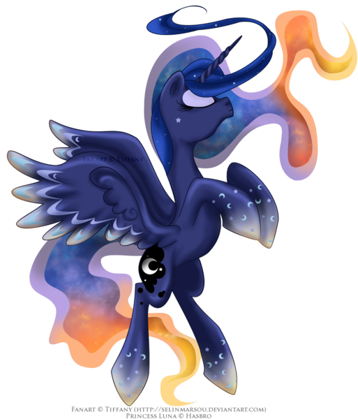 Size: 1200x1403 | Tagged: artist:tiffanymarsou, derpibooru import, eyes closed, princess luna, rainbow power, rainbow power-ified, safe, simple background, solo, transparent background