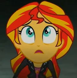 Size: 1019x1025 | Tagged: safe, derpibooru import, screencap, sunset shimmer, equestria girls, rainbow rocks, lowres, oh crap, solo, terrified