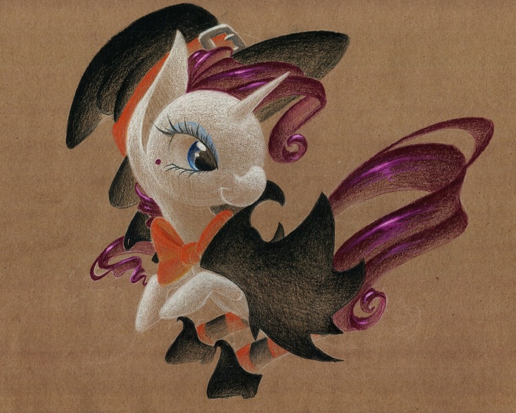 Size: 1280x1024 | Tagged: artist:getchanoodlewet, clothes, costume, derpibooru import, nightmare night, rarity, safe, solo, traditional art