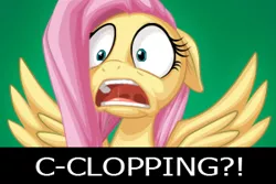 Size: 300x200 | Tagged: artist:mysticalpha, clopping, derpibooru import, fluttershy, image macro, meme, reaction, reaction image, shocked, suggestive