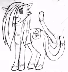 Size: 900x944 | Tagged: safe, artist:14errantartistgd, derpibooru import, oc, ponified, unofficial characters only, cat, nekomata, original species, pony, youkai, female, grayscale, hair over one eye, mare, monochrome, shadowfyre, solo
