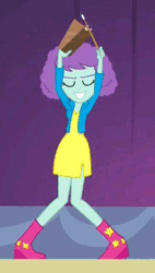 Size: 250x440 | Tagged: safe, derpibooru import, screencap, blueberry pie, equestria girls, rainbow rocks, animated, background human, cowbell, more cowbell