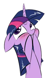 Size: 540x800 | Tagged: safe, derpibooru import, twilight sparkle, pony, unicorn, blushing, cute, diabetes, embarrassed, female, floppy ears, gritted teeth, lip bite, looking at you, mare, oh stop it you, oh you, purple smart, reaction image, simple background, smiling, solo, transparent background, twiabetes, underpable is trying to murder us, unicorn twilight