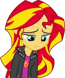 Size: 4148x4979 | Tagged: dead source, safe, artist:owlisun, derpibooru import, sunset shimmer, equestria girls, rainbow rocks, absurd resolution, sad, simple background, solo, sunsad shimmer, transparent background, vector