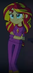 Size: 333x739 | Tagged: safe, derpibooru import, screencap, sunset shimmer, equestria girls, rainbow rocks, clothes, pajamas, smiling, when she smiles
