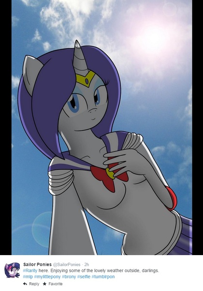 Size: 635x908 | Tagged: anthro, artist:sailormod, derpibooru import, rarity, safe, sailor, sailor generosity, sailor moon, sailor ponies, sailor scout, sailor uniform, selfie, sky, solo