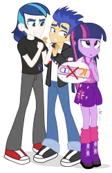 Size: 776x1200 | Tagged: safe, artist:dm29, derpibooru import, flash sentry, shining armor, twilight sparkle, twilight sparkle (alicorn), equestria girls, angry, confused, equestria girls-ified, pregnancy test, simple background, transparent background, trio