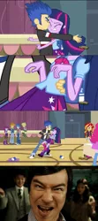 Size: 576x1296 | Tagged: safe, derpibooru import, flash sentry, mystery mint, pinkie pie, sunset shimmer, twilight sparkle, twilight sparkle (alicorn), valhallen, equestria girls, rainbow rocks, background human, discovery family, discovery family logo, image macro, kensuke komikado, masato sakai, meme