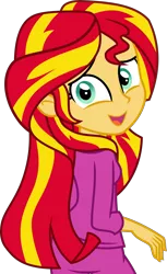 Size: 1831x3000 | Tagged: safe, artist:katequantum, derpibooru import, sunset shimmer, equestria girls, rainbow rocks, clothes, cute, looking back, pajamas, shimmerbetes, simple background, smiling, solo, transparent background, vector, when she smiles