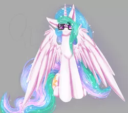 Size: 2859x2516 | Tagged: artist:pixelsartshop, derpibooru import, glasses, hipster, hipster glasses, looking at you, princess celestia, safe, sitting, solo, spread wings