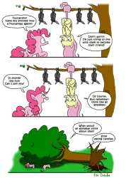 Size: 600x841 | Tagged: artist:foudubulbe, comic, derpibooru import, flutterbat, fluttershy, pinkie pie, safe, tree, vampire fruit bat