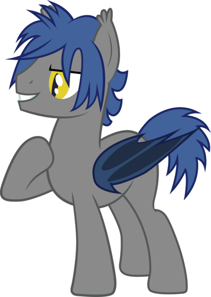 Size: 2187x3075 | Tagged: safe, artist:duskthebatpack, derpibooru import, oc, oc:racket rhine, unofficial characters only, bat pony, pony, grin, male, simple background, smirk, solo, stallion, transparent background, vector