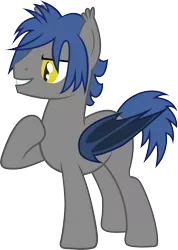 Size: 2187x3075 | Tagged: safe, artist:duskthebatpack, derpibooru import, oc, oc:racket rhine, unofficial characters only, bat pony, pony, grin, male, simple background, smirk, solo, stallion, transparent background, vector