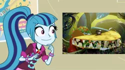 Size: 1280x718 | Tagged: safe, derpibooru import, sonata dusk, equestria girls, rainbow rocks, cloudy with a chance of meatballs, sonataco, tacodile supreme