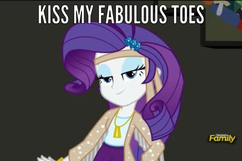 Size: 960x640 | Tagged: safe, derpibooru import, edit, edited screencap, screencap, rarity, equestria girls, rainbow rocks, bedroom eyes, bronybait, caption, feet, foot fetish, image macro, meme, rarity's fetish