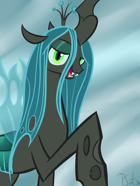 Size: 3000x4000 | Tagged: artist:dappercat-uk, changeling, changeling queen, crown, derpibooru import, female, jewelry, queen chrysalis, regalia, safe, solo