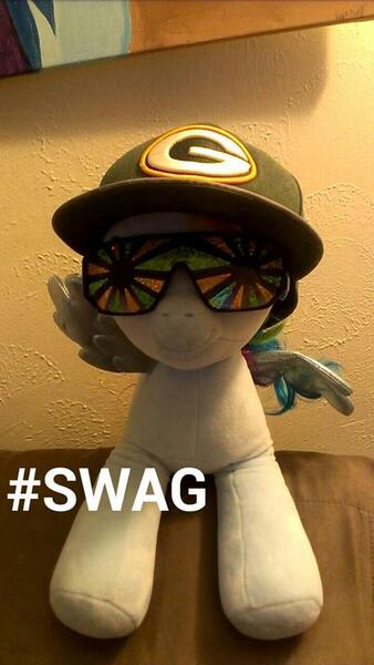 Size: 540x960 | Tagged: american football, build-a-bear, derpibooru import, flat bill hat, green and gold, green bay packers, macho man, nfl, rainbow dash, randy savage, safe, snapchat, sunglasses, swag