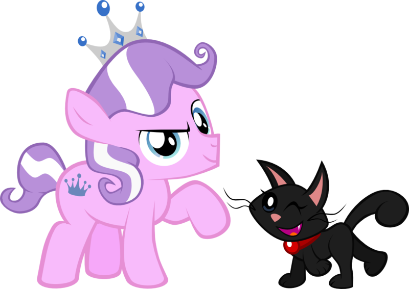 Size: 1148x814 | Tagged: safe, artist:magerblutooth, derpibooru import, diamond tiara, oc, oc:dazzle, cat, earth pony, pony, colt, diamond crown, male, rule 63, simple background, transparent background, vector
