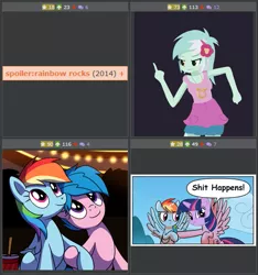 Size: 515x550 | Tagged: safe, derpibooru import, firefly, lyra heartstrings, rainbow dash, twilight sparkle, twilight sparkle (alicorn), derpibooru, equestria girls, rainbow rocks, exploitable meme, irony, juxtaposition, juxtaposition win, meme, meta, no fun allowed, tags, twiface, vulgar