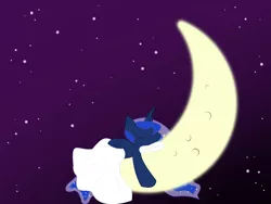 Size: 1600x1200 | Tagged: artist:frenkieart, blanket, derpibooru import, moon, pillow, princess luna, prone, safe, sleeping, solo, tangible heavenly object