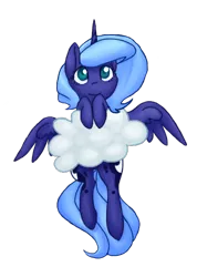 Size: 470x660 | Tagged: artist:breadcipher, cloud, cute, derpibooru import, filly, hanging, leaning, looking up, lunadoodle, princess luna, s1 luna, safe, simple background, smiling, solo, spread wings, transparent background, woona