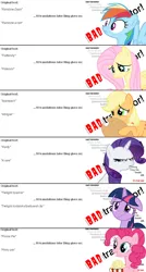 Size: 608x1132 | Tagged: applejack, bad translation, bad translator, derpibooru import, fluttershy, mane six, pinkie pie, rainbow dash, rarity, safe, translation, twilight sparkle