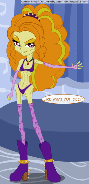 Size: 1974x4067 | Tagged: questionable, semi-grimdark, artist:steampoweredstallion, derpibooru import, adagio dazzle, equestria girls, rainbow rocks, anorexia, anorexic, bikini, breasts, clothes, emaciated, evening gloves, fan disservice, female, kneesocks, looking at you, skinny, solo, solo female, swimsuit, thinspiration, what has science done, why