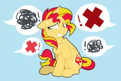 Size: 800x539 | Tagged: safe, artist:deerspit, derpibooru import, sunset shimmer, pony, unicorn, blushing, bullying, exclaiming, exclamation point, image, insult, png, shaming, shimmerbuse, solo