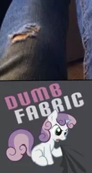 Size: 256x481 | Tagged: artist:thunderring, clothes, derpibooru import, dumb fabric, irl, jeans, oc, pants, photo, ripped jeans, safe, sweetie belle