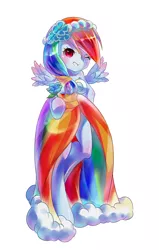 Size: 752x1181 | Tagged: safe, artist:murasaki-to, derpibooru import, rainbow dash, semi-anthro, bridesmaid dress, clothes, dress, pixiv, solo