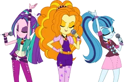 Size: 4523x3000 | Tagged: safe, artist:theshadowstone, derpibooru import, adagio dazzle, aria blaze, sonata dusk, equestria girls, rainbow rocks, absurd resolution, eyes closed, microphone, open mouth, simple background, singing, the dazzlings, transparent background, vector