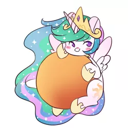 Size: 600x600 | Tagged: safe, artist:techno, derpibooru import, princess celestia, alicorn, pony, blushing, chibi, cute, cutelestia, no pupils, simple background, solo, sun, tangible heavenly object, white background