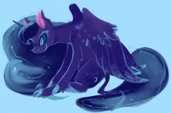 Size: 2700x1786 | Tagged: artist:marshmellowcannibal, crying, derpibooru import, princess luna, sad, safe, simple background, sitting, solo