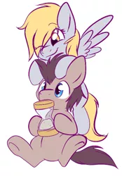 Size: 472x677 | Tagged: safe, artist:fizzy-dog, derpibooru import, derpy hooves, doctor whooves, time turner, pegasus, pony, female, hourglass, mare