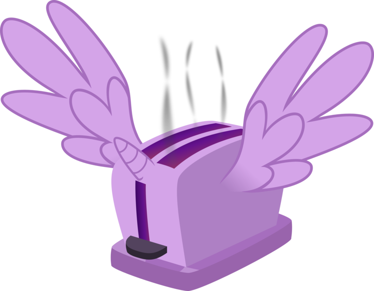 Size: 4000x3107 | Tagged: safe, artist:ragerer, derpibooru import, twilight sparkle, twilight sparkle (alicorn), alicorn, pony, .svg available, absurd resolution, female, inanimate object, mare, not salmon, pony as object, simple background, smoke, toaster, transparent background, vector, wat, what has science done, why, why not, wtf