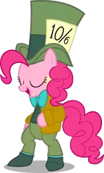 Size: 1528x2528 | Tagged: alice in wonderland, artist:zacatron94, clothes, costume, halloween, halloween costume, holiday, mad hatter, nightmare night, nightmare night costume, pinkie pie, safe, simple background, solo, transparent background, vector