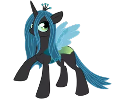 Size: 1224x1008 | Tagged: safe, artist:potates-chan, derpibooru import, queen chrysalis, alicorn, pony, race swap, raised hoof, simple background, solo, transparent background