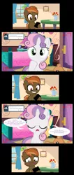 Size: 1336x3160 | Tagged: artist:jan, ask the crusaders, button mash, button's juice box, crying, derpibooru import, edit, female, male, safe, shipping, shipping denied, straight, sweetie belle, sweetiemash