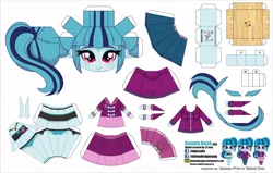 Size: 1024x652 | Tagged: safe, artist:eljoeydesigns, derpibooru import, sonata dusk, equestria girls, alternate costumes, belly button, bikini, blushing, clothes, papercraft, skirt, swimsuit