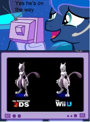 Size: 564x768 | Tagged: 3ds, derpibooru import, exploitable meme, gamer luna, meme, mewtwo, obligatory pony, princess luna, safe, super smash bros., tv meme, wii u