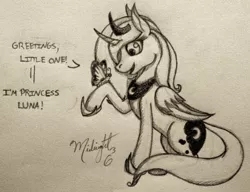Size: 1280x984 | Tagged: artist:midnightsix3, butterfly, cute, lunadoodle, monochrome, princess luna, safe, solo, traditional art