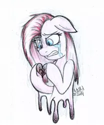 Size: 943x1136 | Tagged: safe, artist:cyanyeh, derpibooru import, pinkie pie, earth pony, pony, bust, crying, heart, heartbreak, pinkamena diane pie, portrait, sad, solo, traditional art