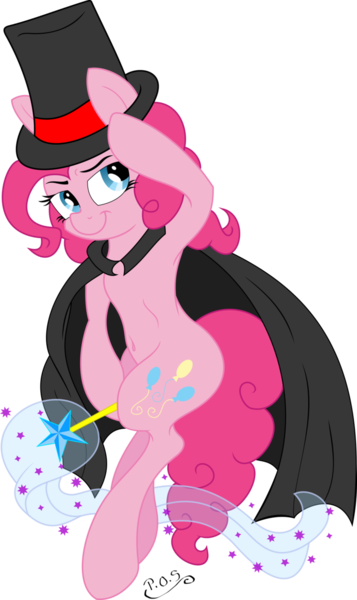 Size: 689x1159 | Tagged: artist:cyanyeh, artist:midnightblitzz, belly button, cute, derpibooru import, magic, magician, pinkie pie, safe, simple background, transparent background, vector