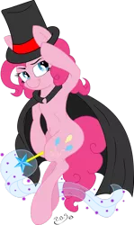 Size: 689x1159 | Tagged: artist:cyanyeh, artist:midnightblitzz, belly button, cute, derpibooru import, magic, magician, pinkie pie, safe, simple background, transparent background, vector