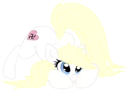 Size: 5732x4086 | Tagged: absurd resolution, artist:coinpo, artist:pt300, derpibooru import, ear fluff, face down ass up, heart, hiding, long hair, nazi, oc, oc:aryanne, pet, safe, simple background, solo, swastika, transparent background, unofficial characters only, vector