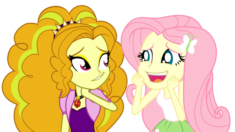 Size: 1366x768 | Tagged: safe, artist:rivalcat, derpibooru import, adagio dazzle, fluttershy, equestria girls, rainbow rocks, adagio dazzle gets around, adagioshy, adoragio, cute, female, flutterdagio, lesbian, shipping, shyabetes, shyagio, vector