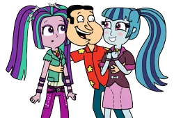 Size: 981x667 | Tagged: safe, artist:mighty355, derpibooru import, aria blaze, sonata dusk, equestria girls, rainbow rocks, crossover, family guy, glenn quagmire, imminent rape, imminent sex, quagmire, simple background, this will end in jail time, this will end in tears, transparent background